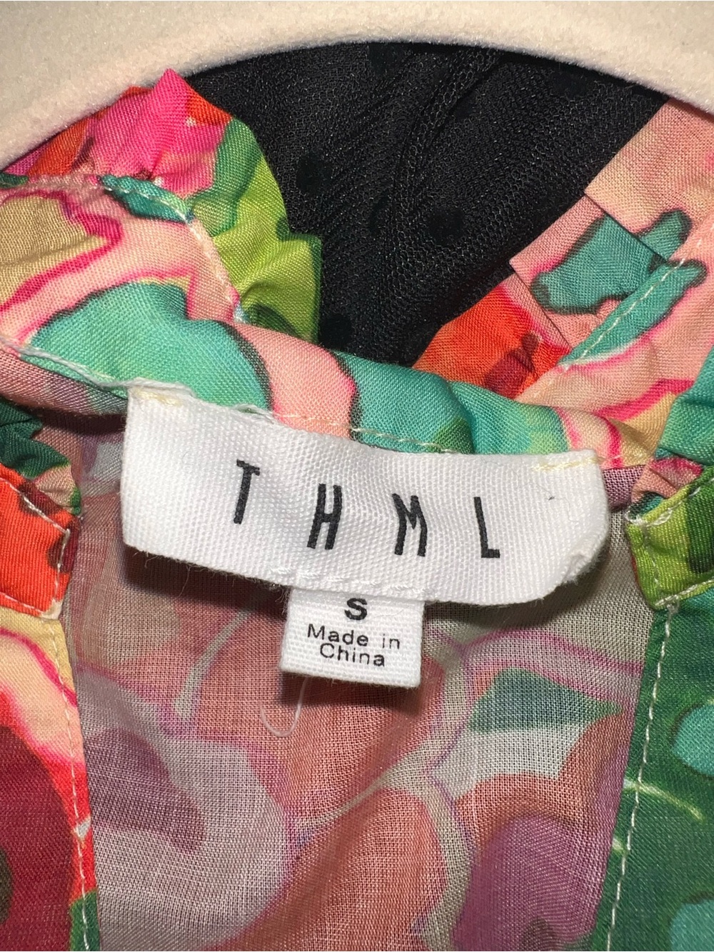 THML Pink Green Floral Print Blouse - Picture 3 of 3